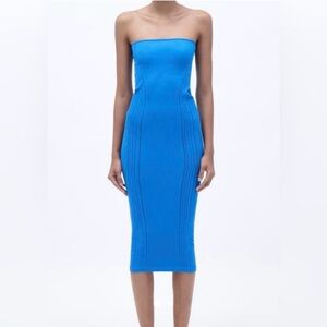 NWT Zara Royal Blue Ribbed Dress. Bloggers’ favorite sold-out style